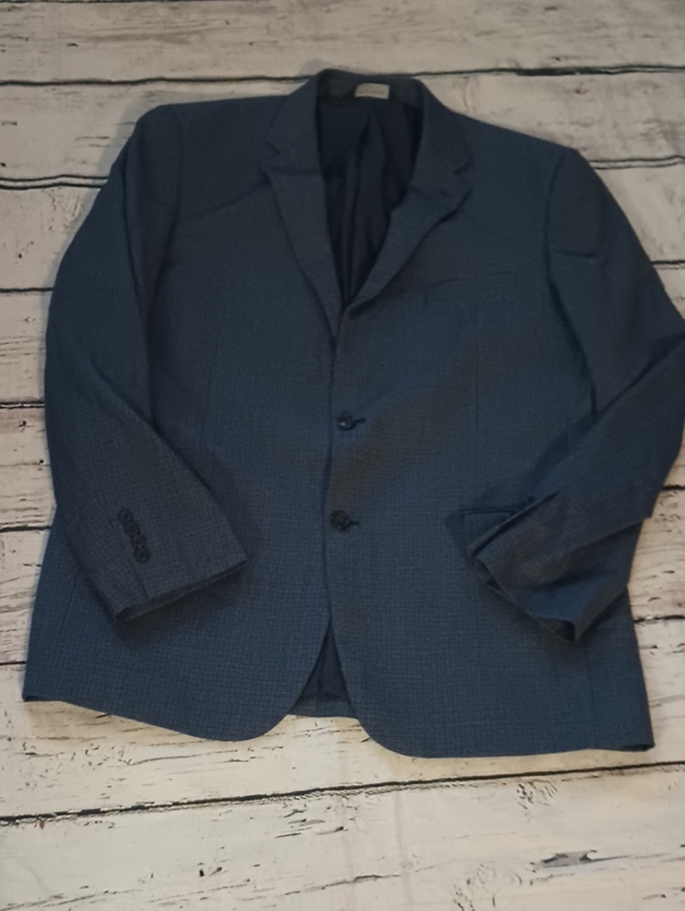 Jos A Bank Blue Black Plaid Wool Traditional Fit Blazer 46 L